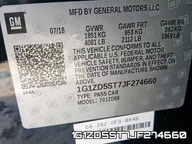 1G1ZD5ST7JF274660 фото 2