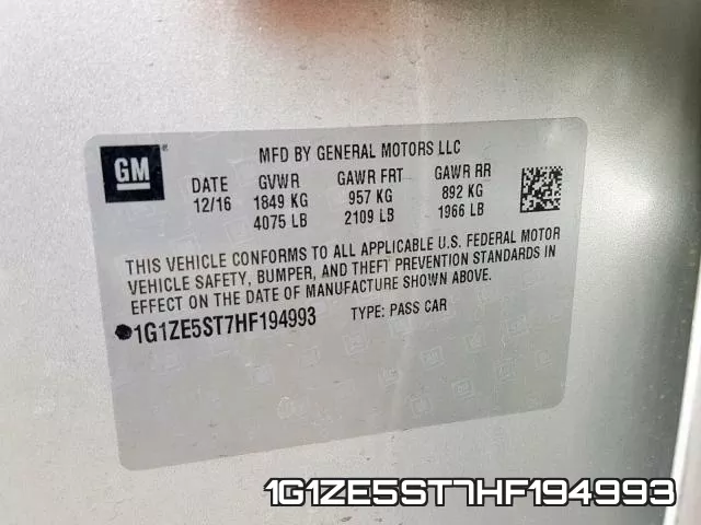 1G1ZE5ST7HF194993 фото 2