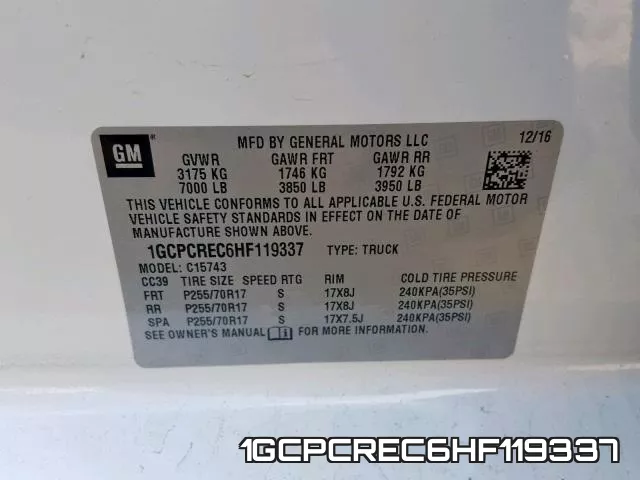 1GCPCREC6HF119337 фото 2