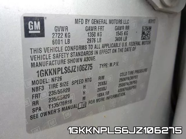 1GKKNPLS6JZ106275 фото 2