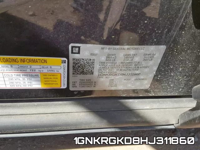 1GNKRGKD8HJ311860 фото 2