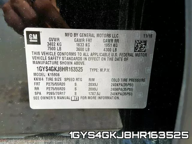 1GYS4GKJ8HR163525 фото 2