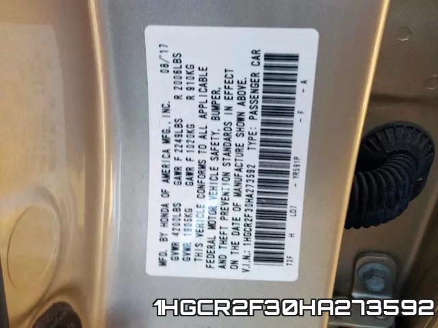 1HGCR2F30HA273592 фото 2