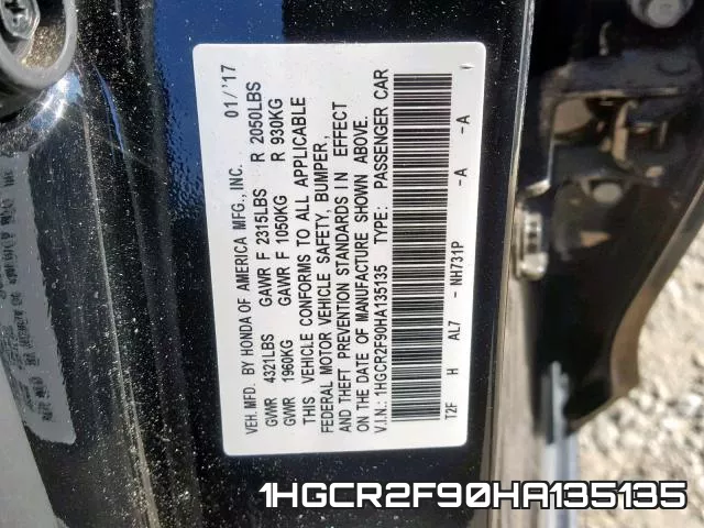 1HGCR2F90HA135135 фото 2