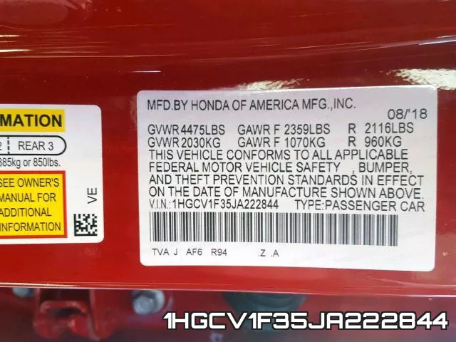 1HGCV1F35JA222844 фото 2