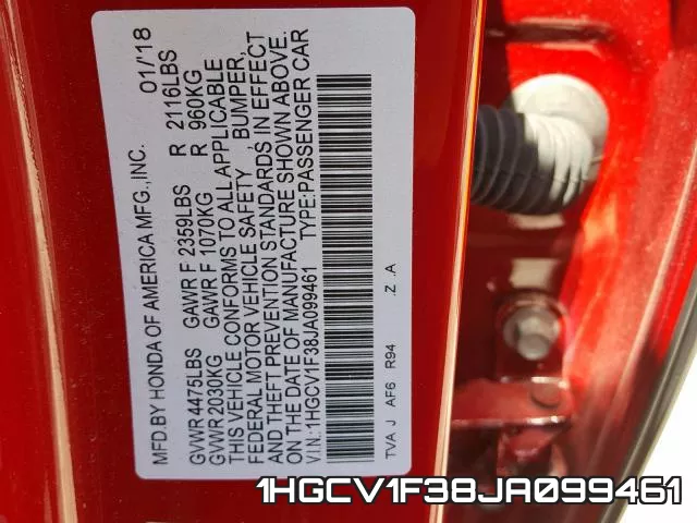 1HGCV1F38JA099461 фото 2
