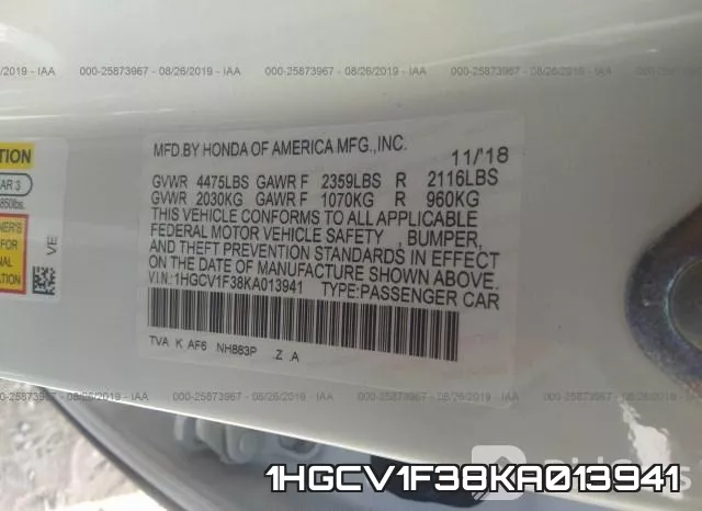 1HGCV1F38KA013941 фото 10