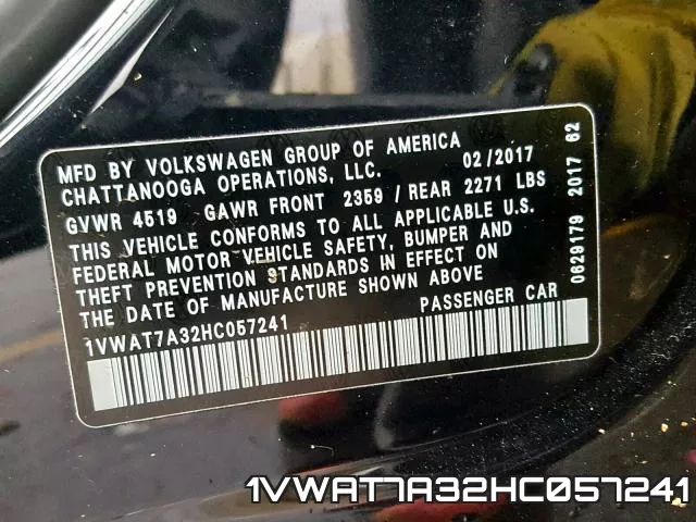 1VWAT7A32HC057241 фото 2