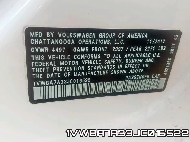 1VWBA7A33JC016522 фото 2