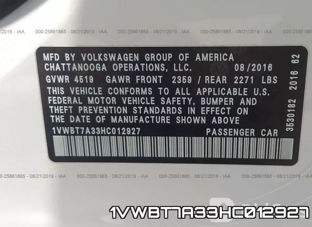 1VWBT7A33HC012927 фото 10