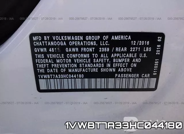 1VWBT7A33HC044180 фото 10