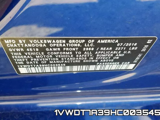 1VWDT7A39HC003545 фото 2