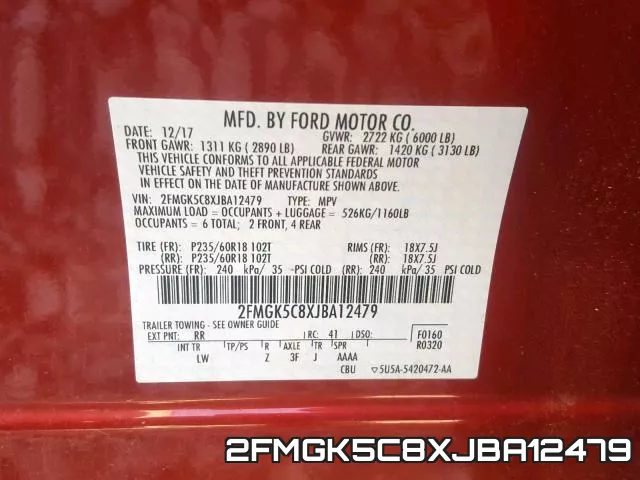 2FMGK5C8XJBA12479 фото 2