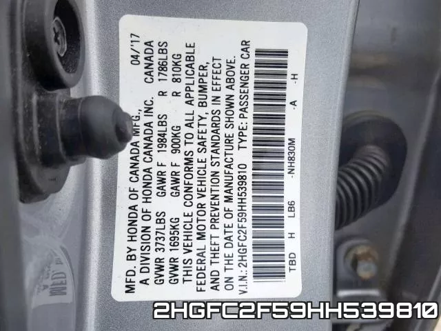 2HGFC2F59HH539810 фото 2
