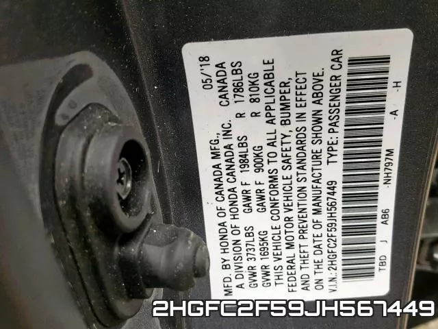 2HGFC2F59JH567449 фото 2