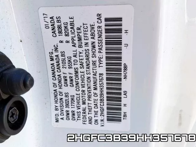 2HGFC3B39HH357678 фото 2