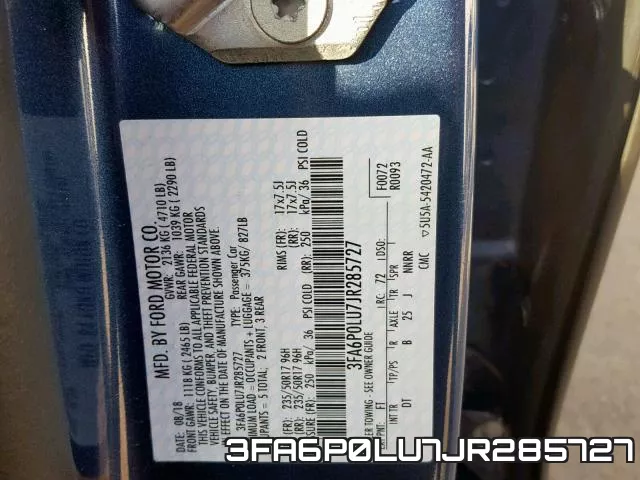 3FA6P0LU7JR285727 фото 2