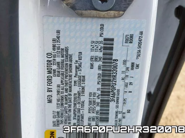 3FA6P0PU2HR320078 фото 2