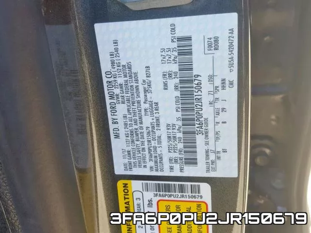 3FA6P0PU2JR150679 фото 2