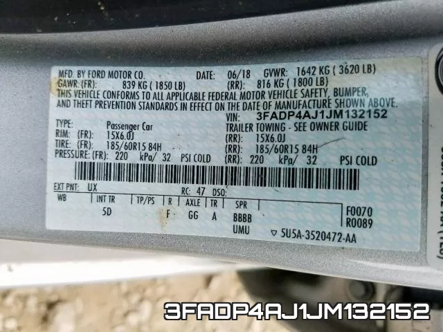 3FADP4AJ1JM132152 фото 2
