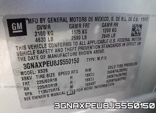 3GNAXPEU8JS550150 фото 10