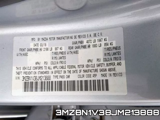 3MZBN1V38JM213888 фото 2