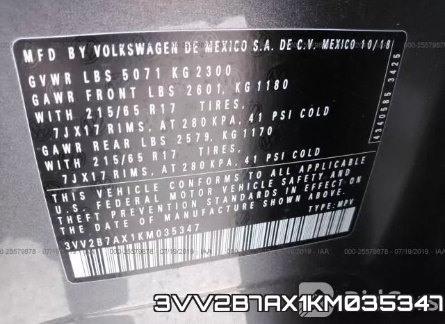 3VV2B7AX1KM035347 фото 10