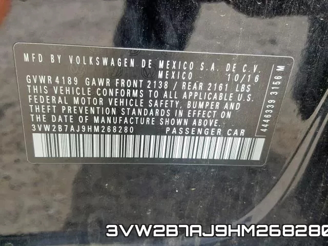 3VW2B7AJ9HM268280 фото 2