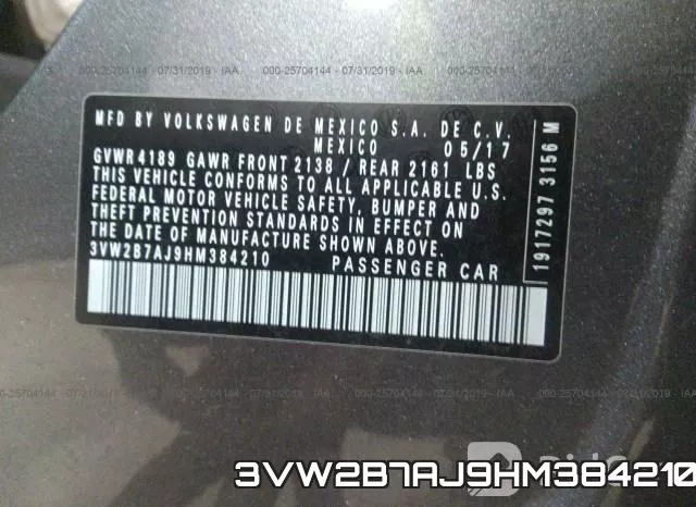 3VW2B7AJ9HM384210 фото 10