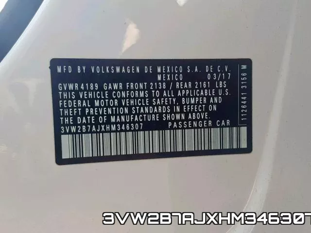 3VW2B7AJXHM346307 фото 2