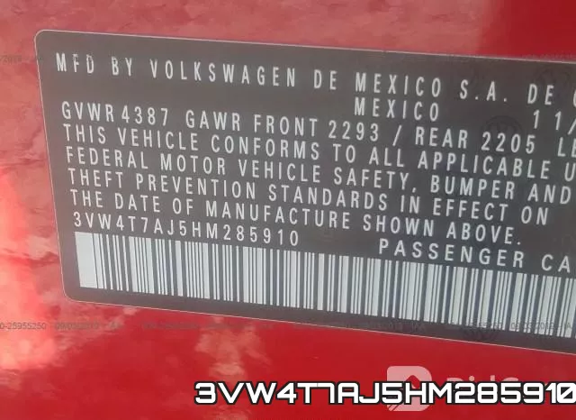 3VW4T7AJ5HM285910 фото 10