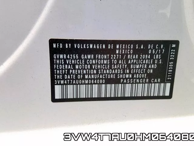 3VW4T7AU0HM064080 фото 2