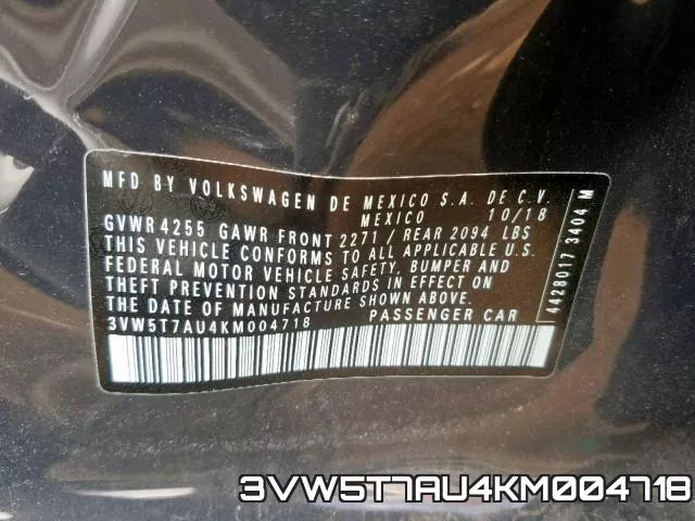3VW5T7AU4KM004718 фото 2