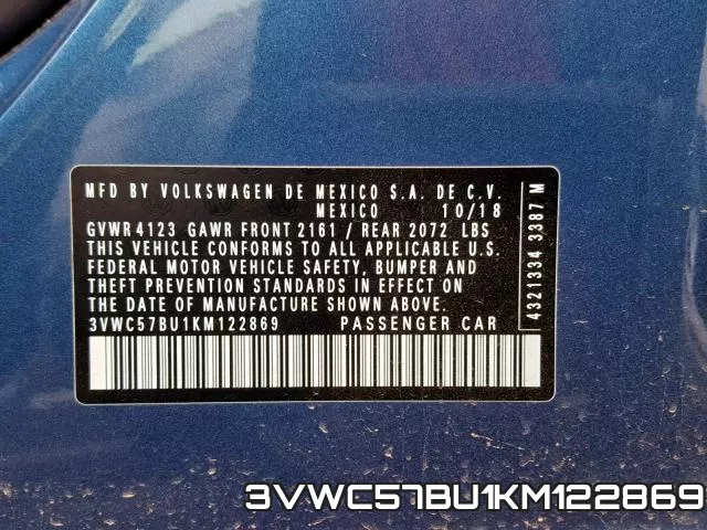 3VWC57BU1KM122869 фото 2