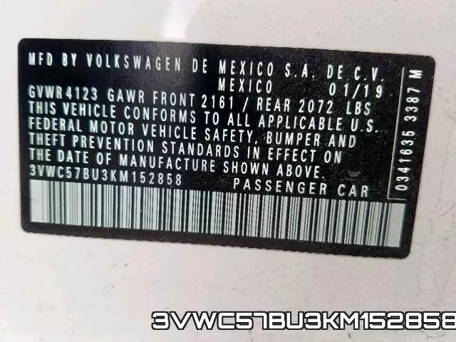 3VWC57BU3KM152858 фото 2