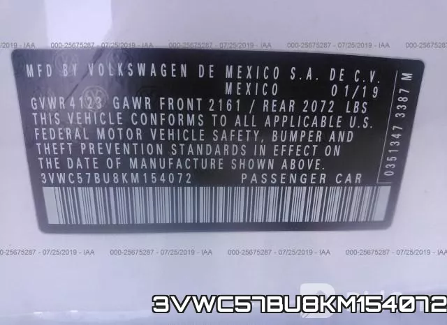 3VWC57BU8KM154072 фото 10