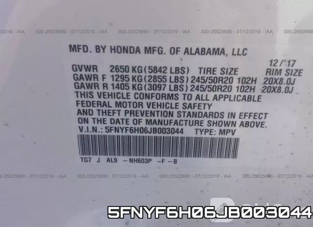 5FNYF6H06JB003044 фото 10