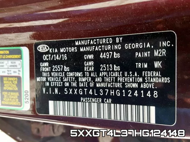 5XXGT4L37HG124148 фото 2
