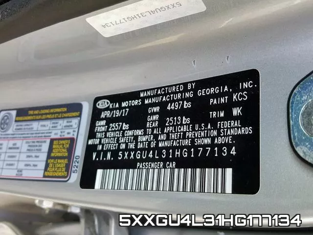 5XXGU4L31HG177134 фото 2
