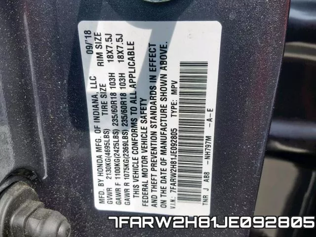 7FARW2H81JE092805 фото 2