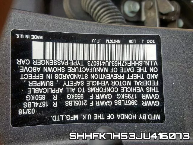 SHHFK7H53JU416073 фото 2