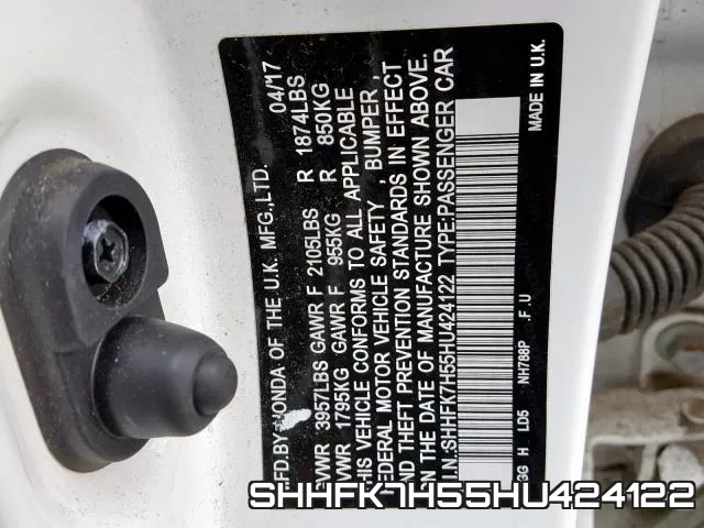 SHHFK7H55HU424122 фото 2