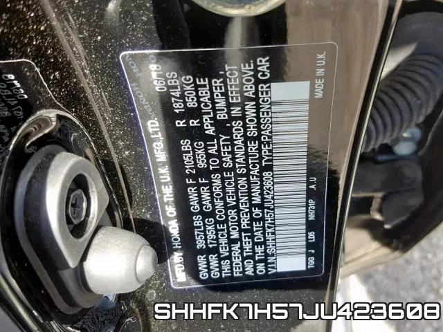 SHHFK7H57JU423608 фото 2