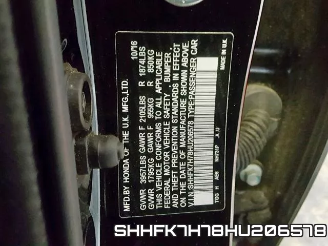 SHHFK7H78HU206578 фото 2