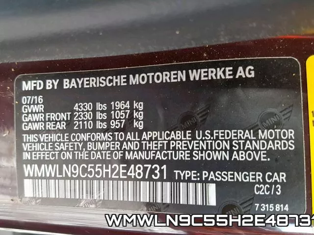 WMWLN9C55H2E48731 фото 2