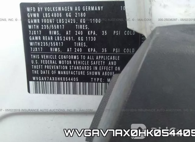 WVGAV7AX0HK054405 фото 10