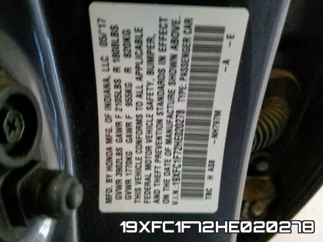 19XFC1F72HE020278 фото 2