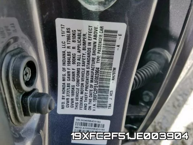 19XFC2F51JE003904 фото 2