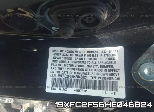 19XFC2F56HE046824 фото 10