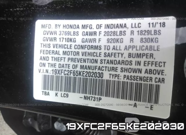 19XFC2F65KE202030 фото 10